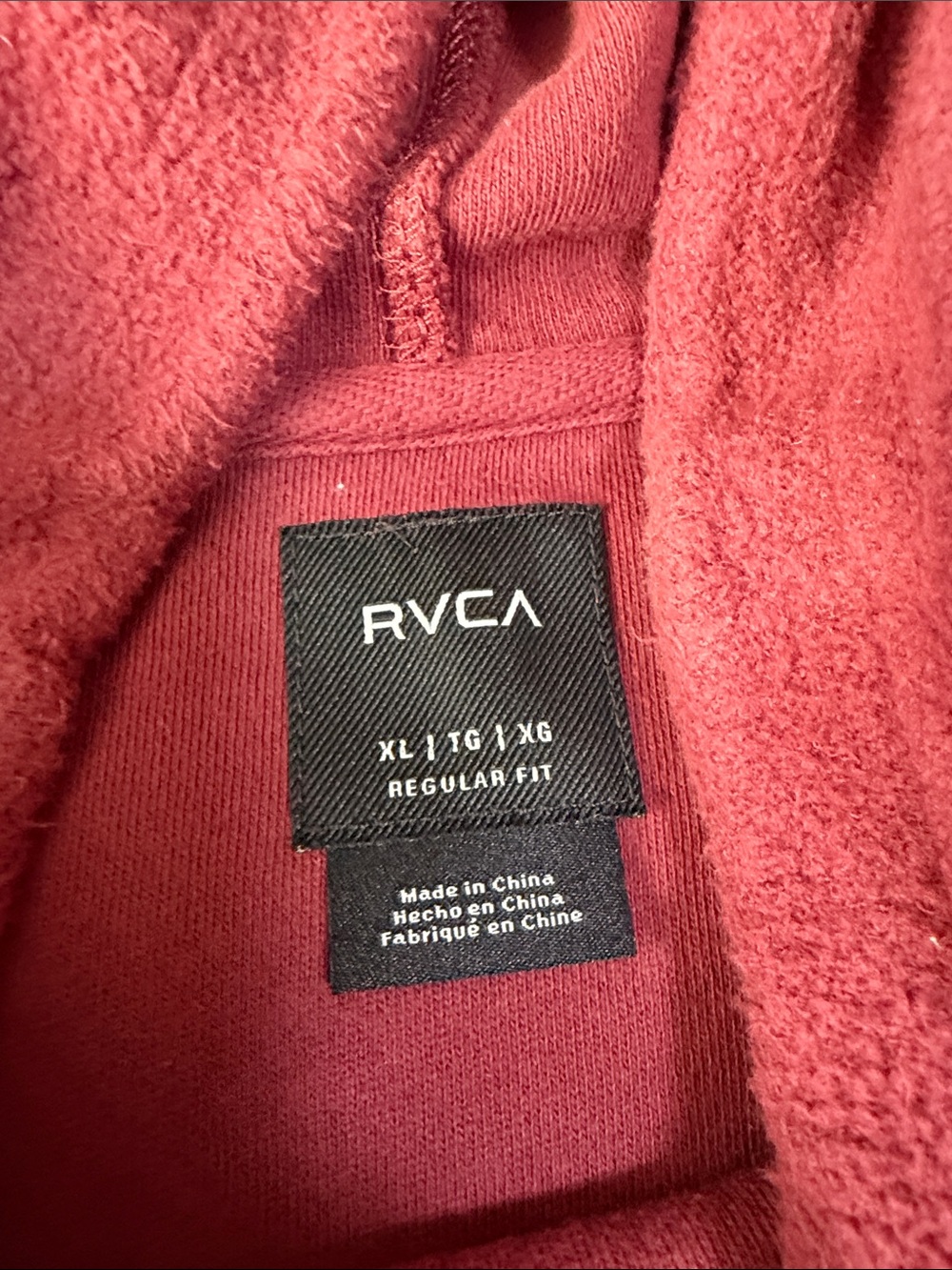 RVCA Maroon and Heather Gray Blocked Hooded Pullover - Picture 2 of 8